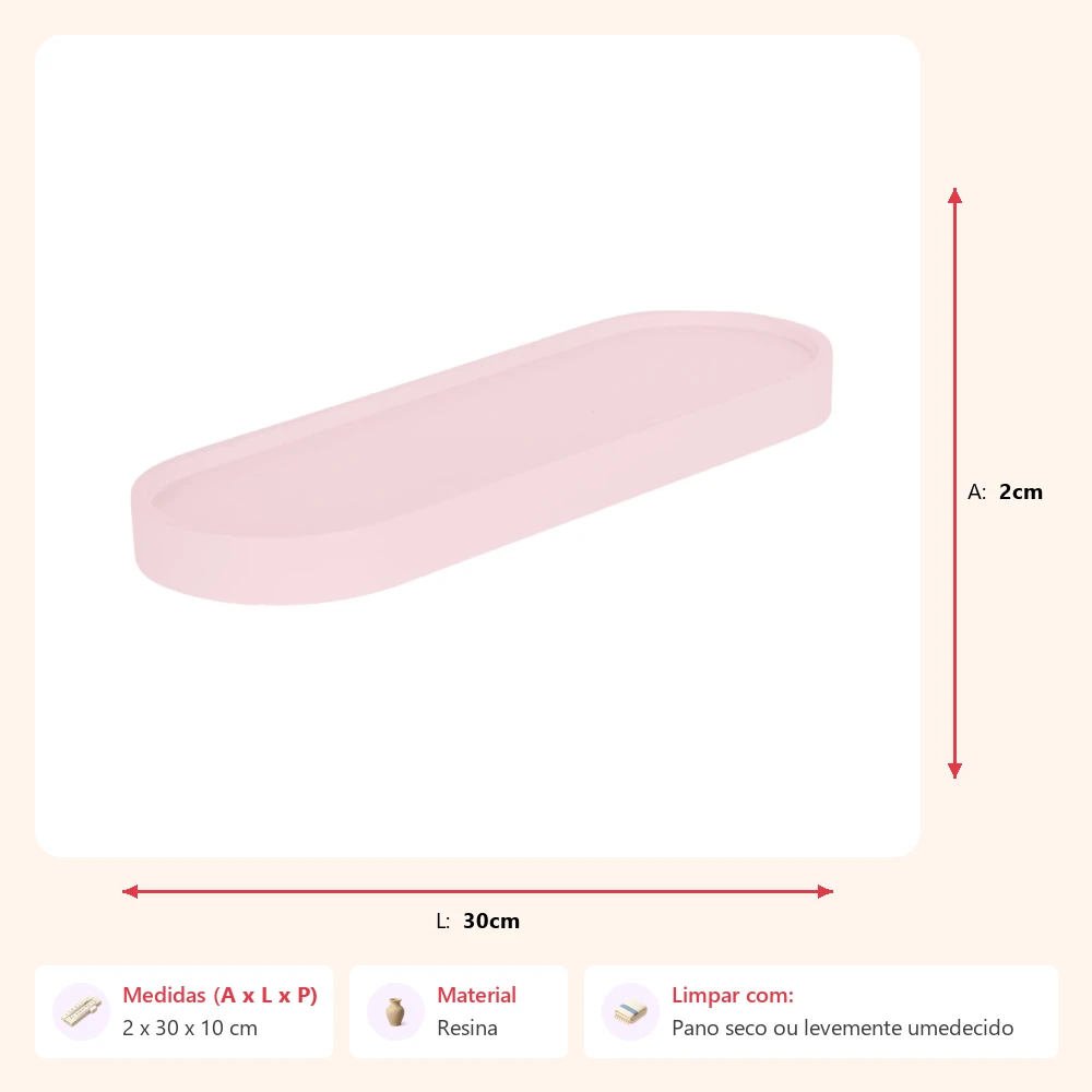 Bandeja ameise rosa claro 2x30x10cm - Imagem 2