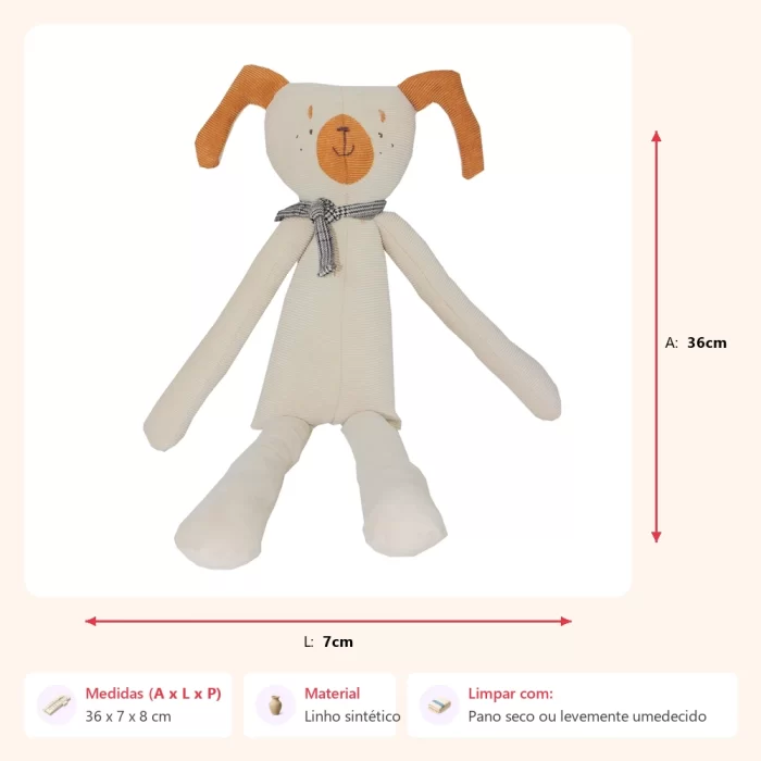 Cachorro toddy de pano 36x7x8cm - Imagem 2