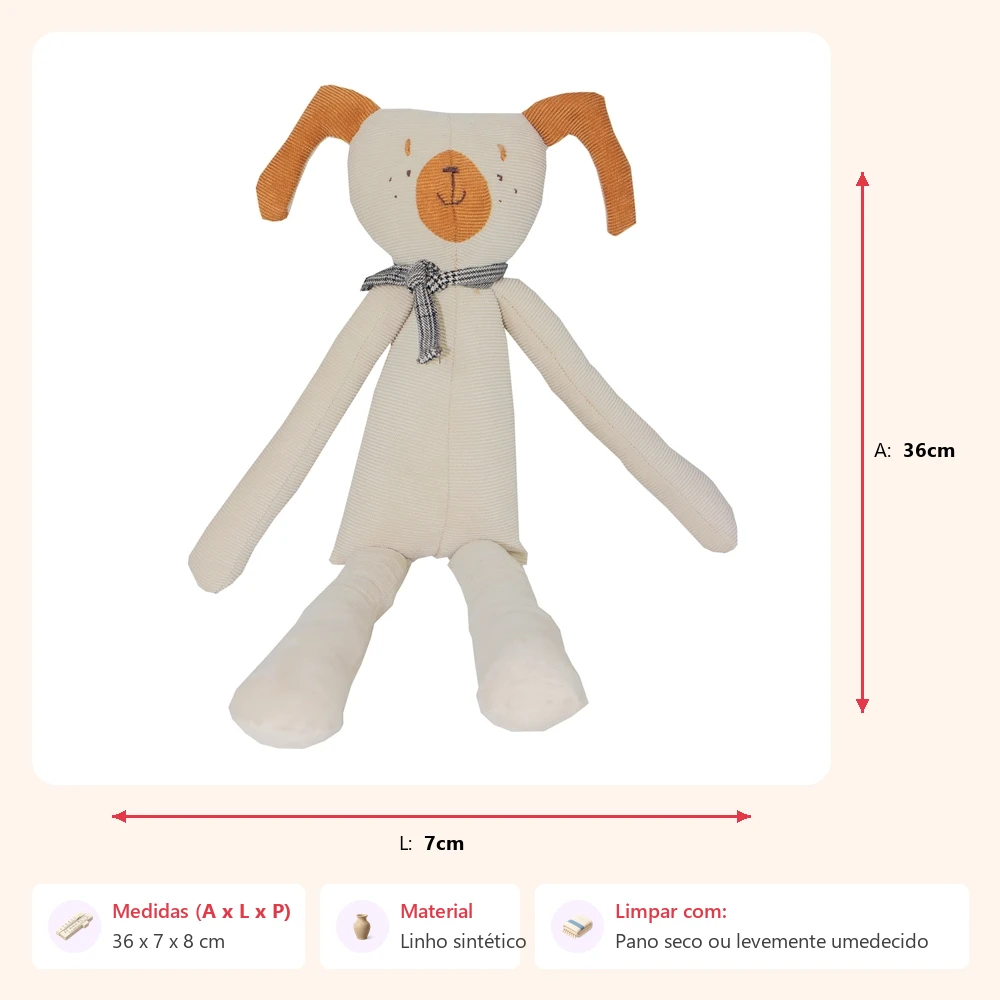 Cachorro toddy de pano 36x7x8cm - Imagem 2