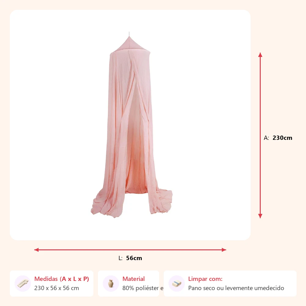 Dossel rosa claro 230x56x56cm - Imagem 2