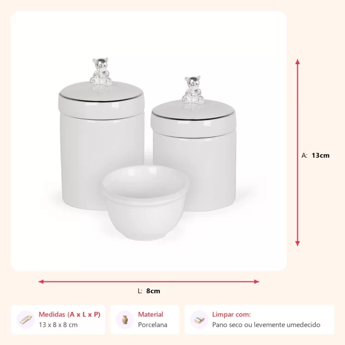 Kit higiene urso prata e branco 13x8x8cm - Imagem 2