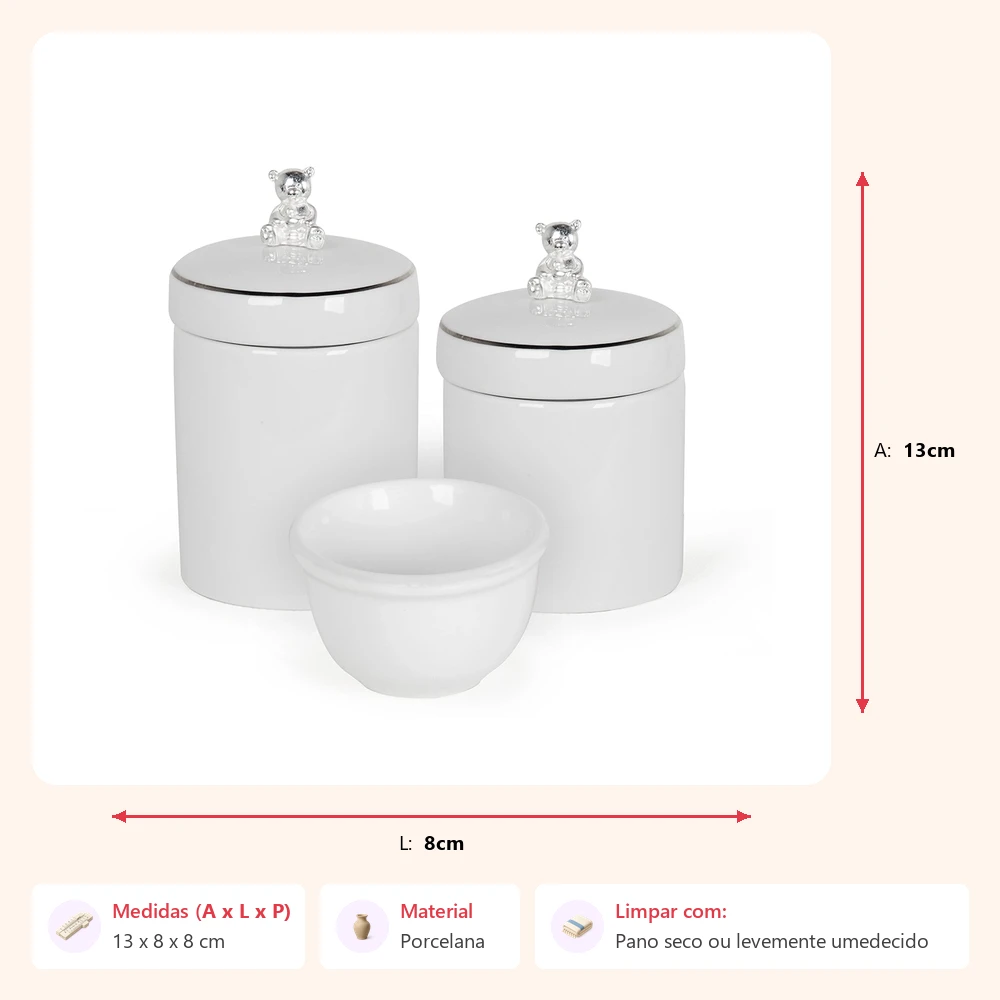 Kit higiene urso prata e branco 13x8x8cm - Imagem 2