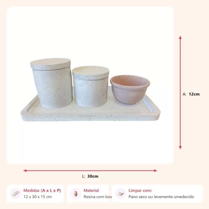 Kit higiene granilite rosa 12x30x15cm - Imagem 2