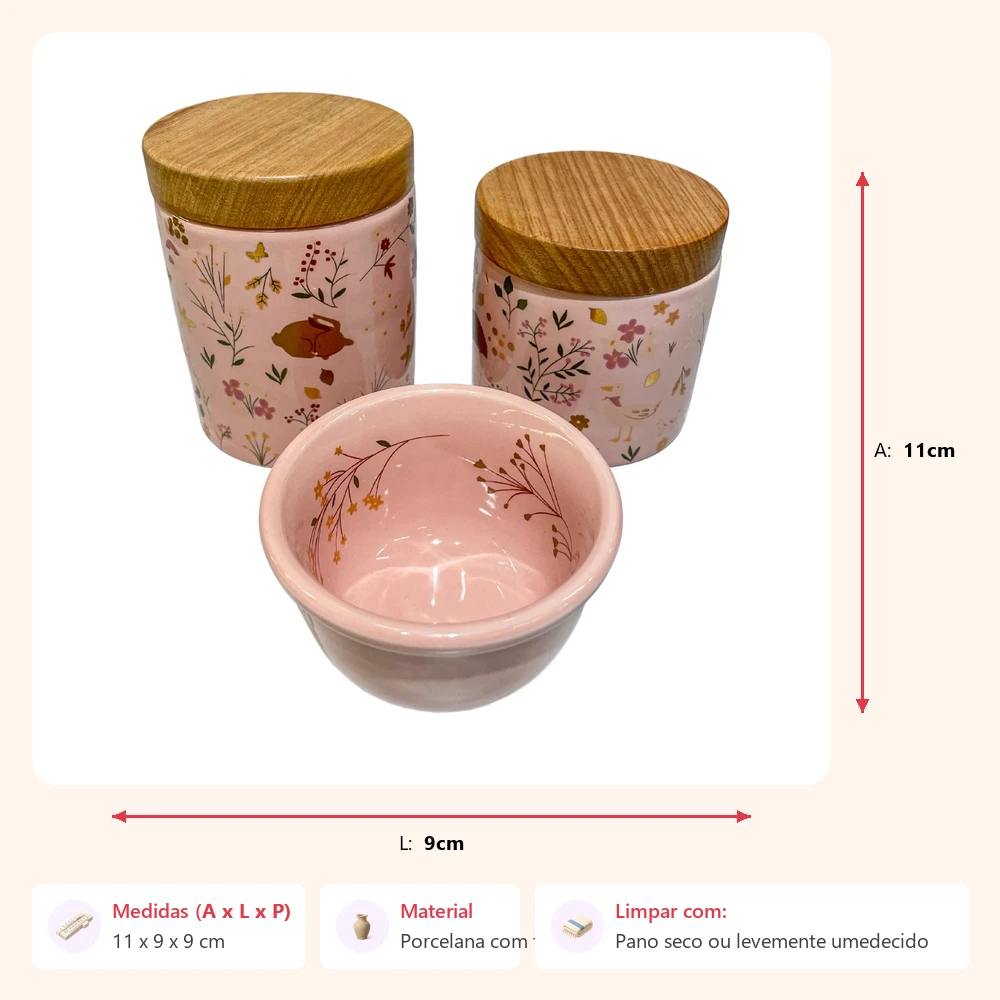 Kit higiene afeto rosa dourado 11x9x9cm - Imagem 2