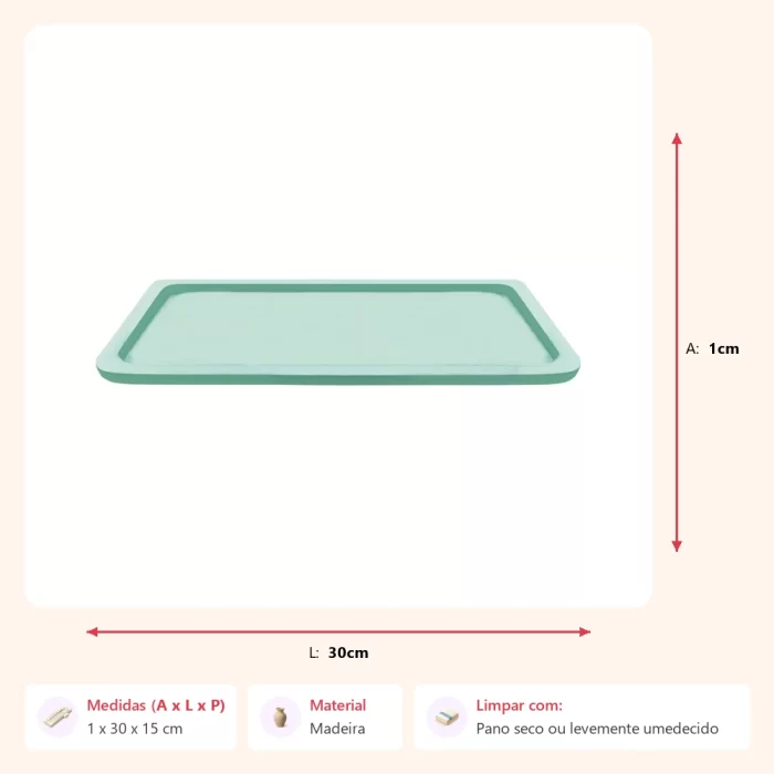 Bandeja borda rasa verde 1x30x15cm - Imagem 2