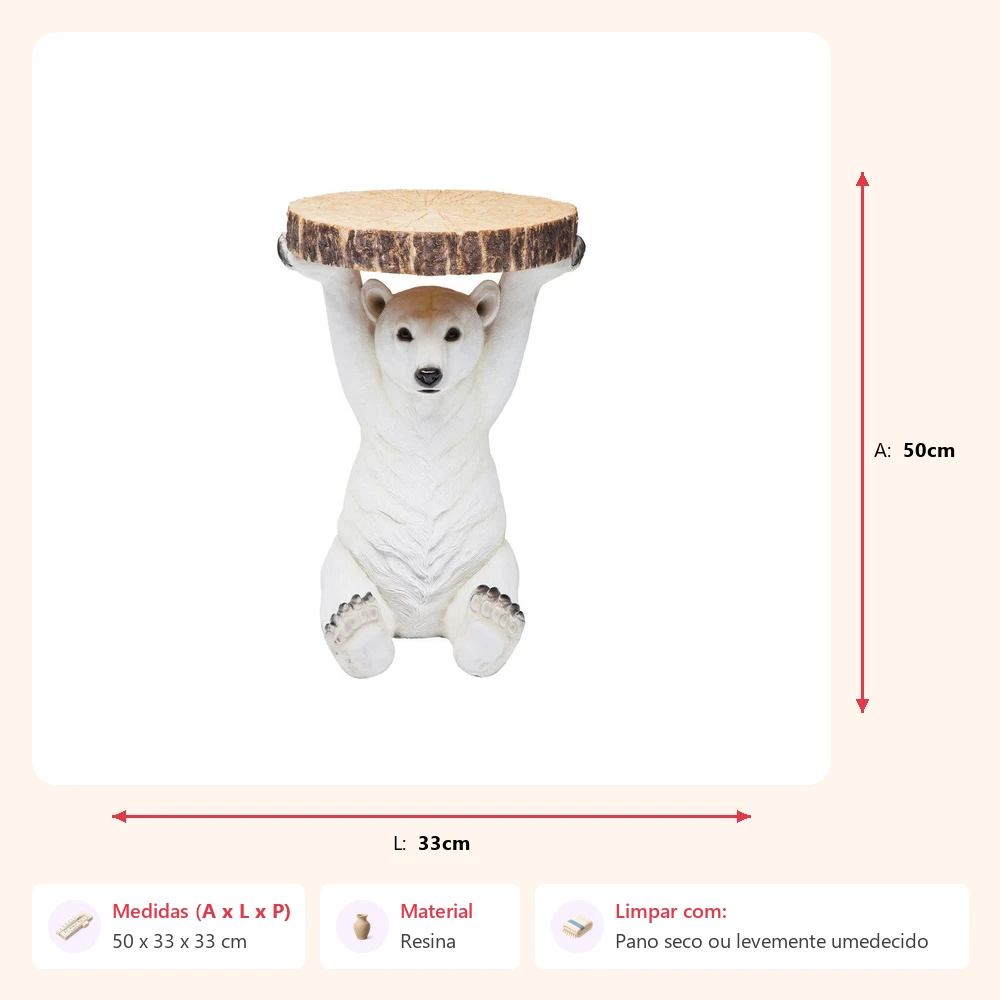 Mesa urso polar resina g 50x33x33cm - Imagem 2