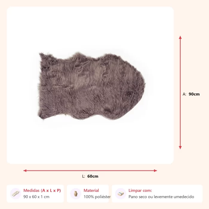 Tapete felpudo bege 90x60x1cm - Imagem 2