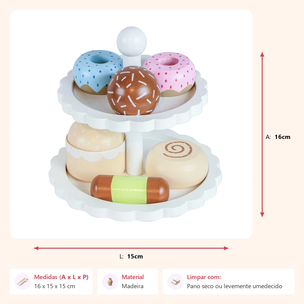 Jogo donuts madeira 16x15x15cm - Imagem 2