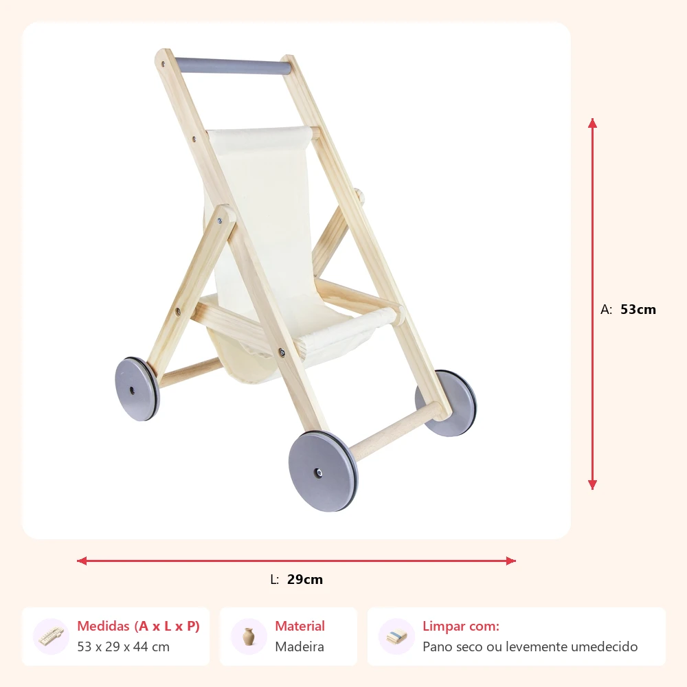 Carrinho de boneca 53x29x44cm - Imagem 2