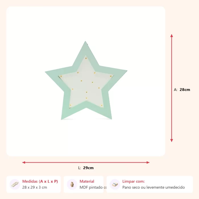 Luminária estrela pilha 28x29x3cm - Imagem 2