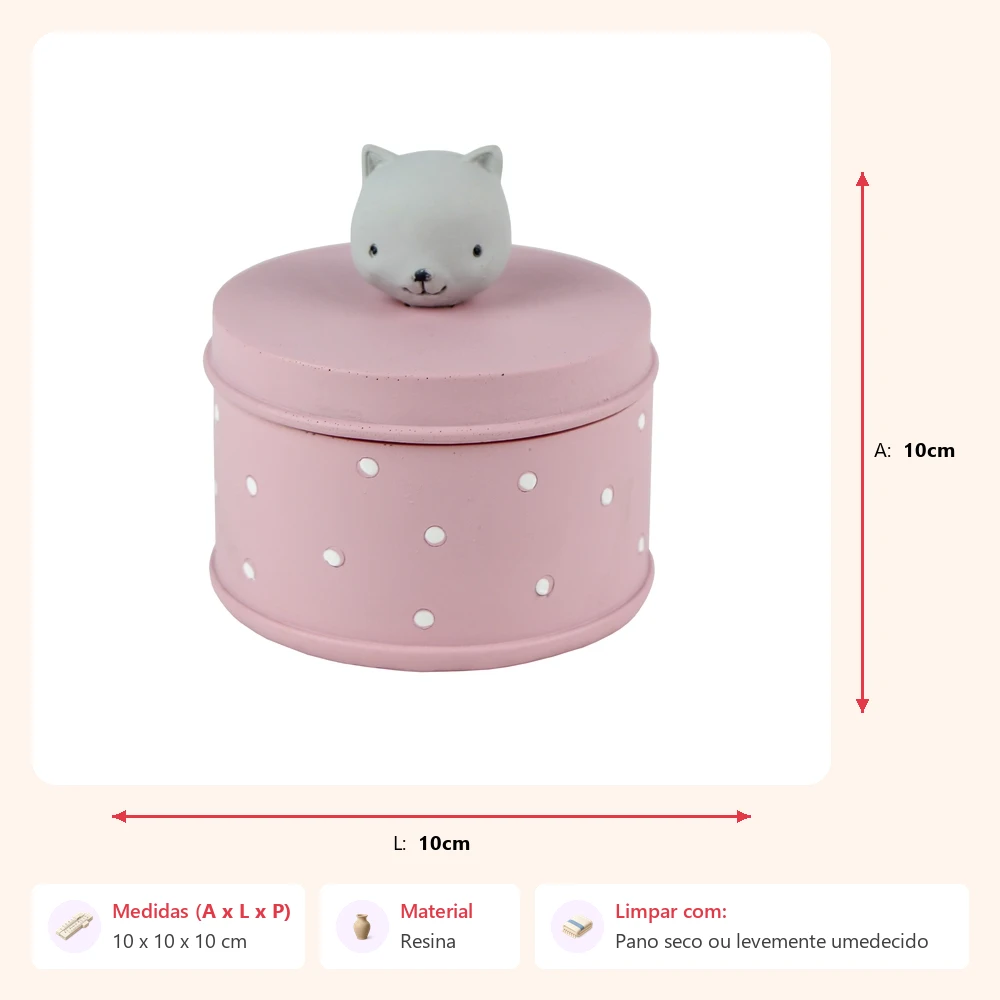 Porta-joia urso rosa 10x10x10cm - Imagem 2
