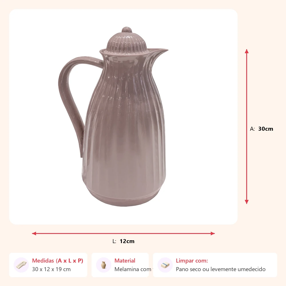 Garrafa térmica vintage rosa 30x12x19cm - Imagem 2