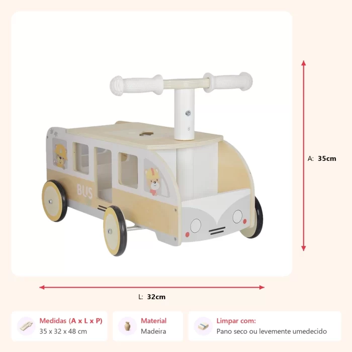Carrinho madeira compartimento 35x32x48cm - Imagem 2