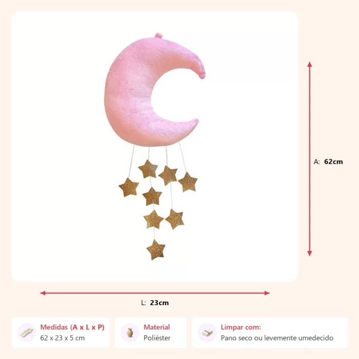 Móbile lua rosa dourado 62x23x5cm - Imagem 2