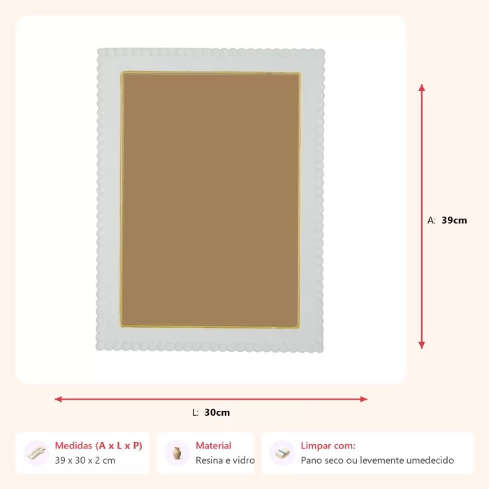 Moldura bubble branco dourado 39x30x2cm - Imagem 2