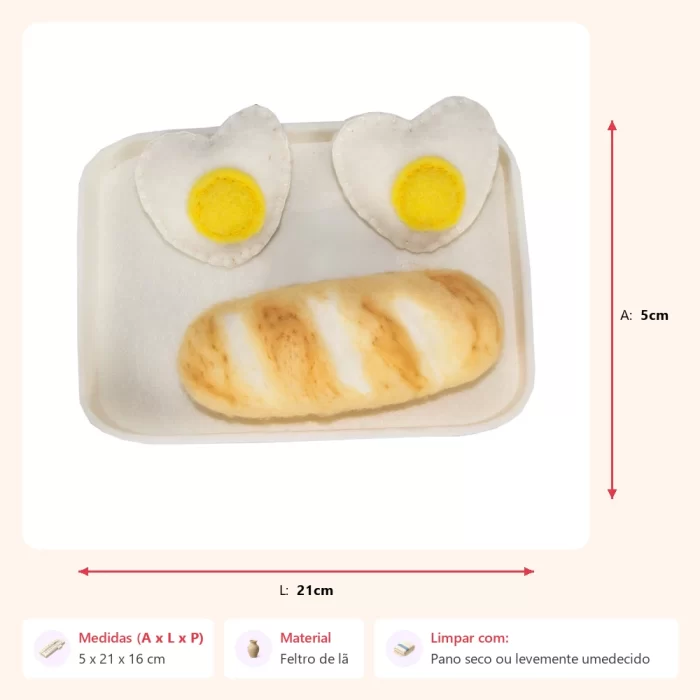Jogo pão e ovos feltro 5x21x16cm - Imagem 2