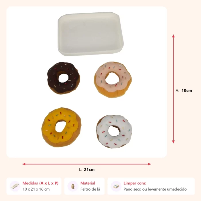Jogo 4 donuts feltro 10x21x16cm - Imagem 2