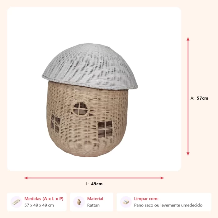 Cesto cogumelo casinha g 57x49x49cm - Imagem 2
