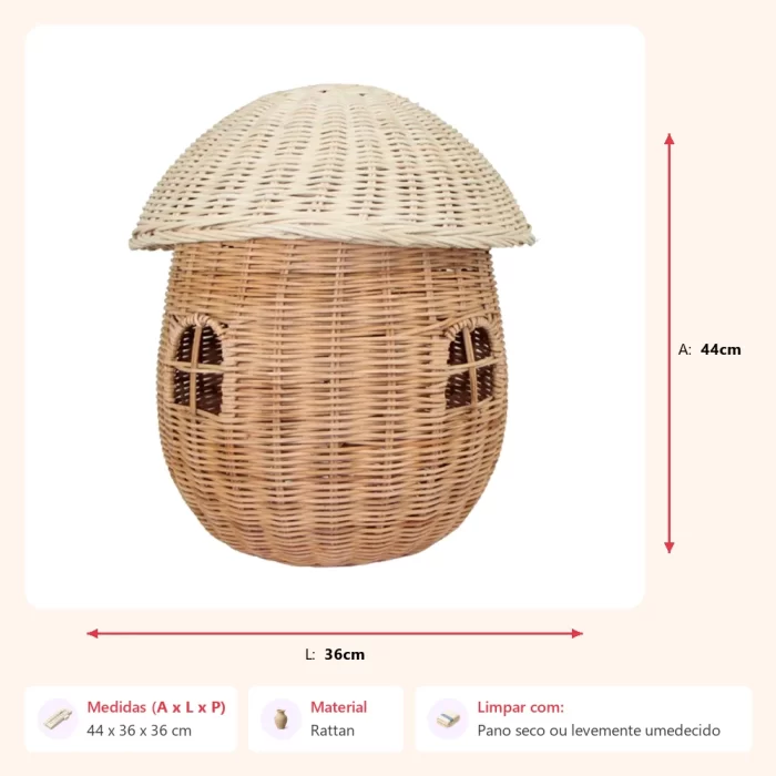 Cesto cogumelo casinha m 44x36x36cm - Imagem 2