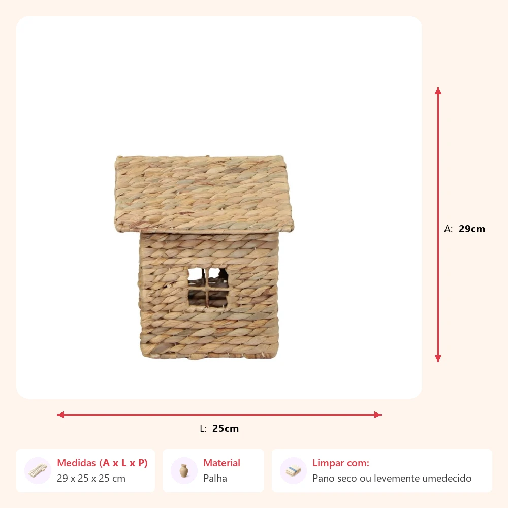 Casinha decorativa rattan 29x25x25cm - Imagem 2