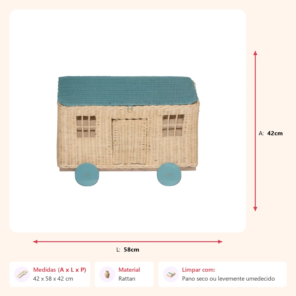 Baú casa rattan 42x58x42cm - Imagem 2