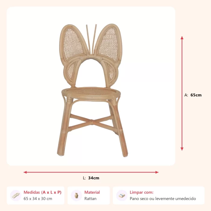 Cadeira papillon rattan 65x34x30cm - Imagem 2