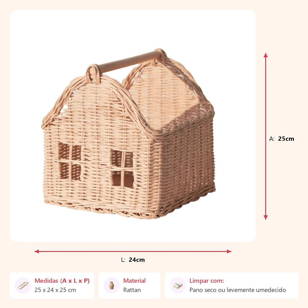 Organizador casinha rattan 25x24x25cm - Imagem 2