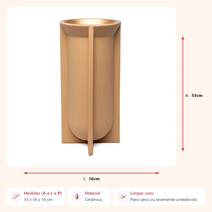 Vaso mood bege 33x16x16cm - Imagem 2
