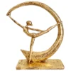 Escultura mulher dance moon dourada 34x26x7cm