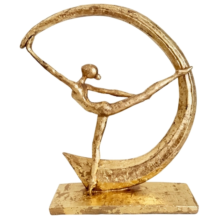 Escultura mulher dance moon dourada 34x26x7cm