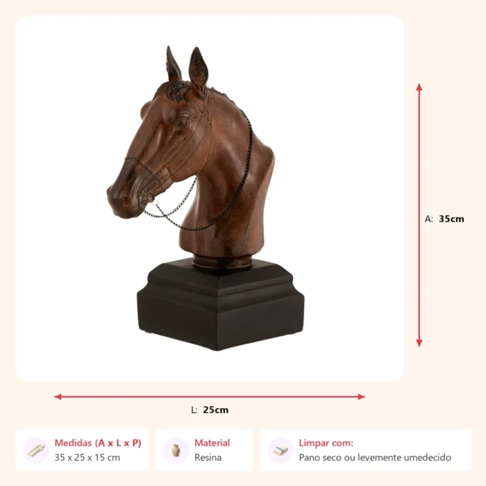 Alternative view of Escultura cabeça de cavalo 35x25x15cm