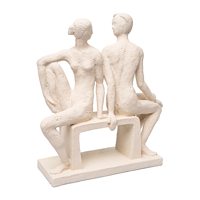 Escultura casal no banco creme 26x24x9cm - Imagem 3