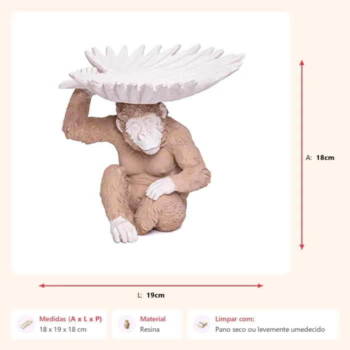 Escultura macaco com centro 18x19x18cm - Imagem 2