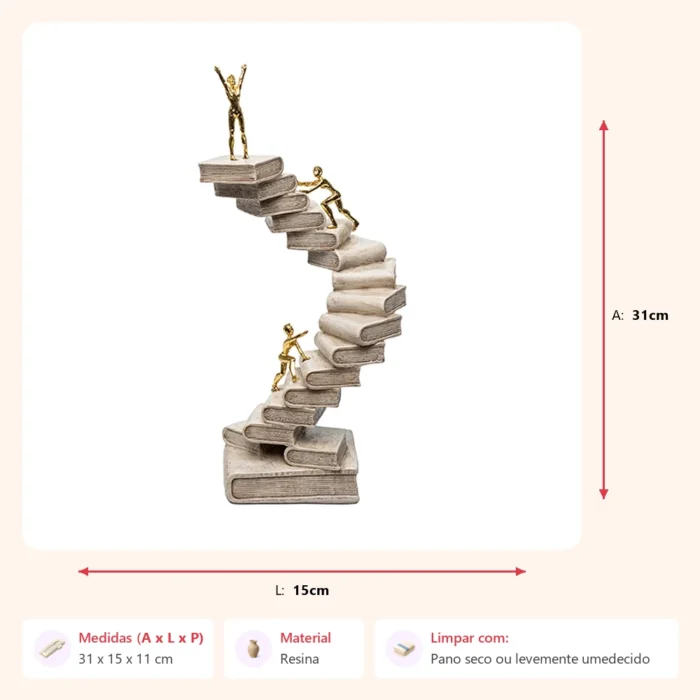 Alternative view of Escultura figuras subindo escada 31x15x11cm
