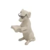 Escultura cachorro lendo livro 13x9x6cm