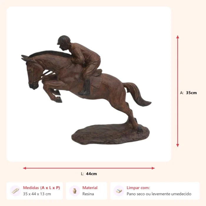 Escultura homem no cavalo 35x44x13cm - Imagem 2