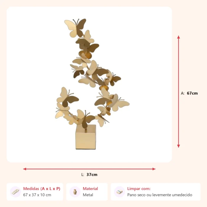 Alternative view of Escultura borboletas na base 67x37x10cm