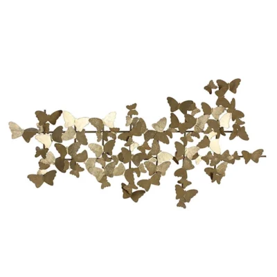 Escultura de parede borboletas douradas 65x130x8cm
